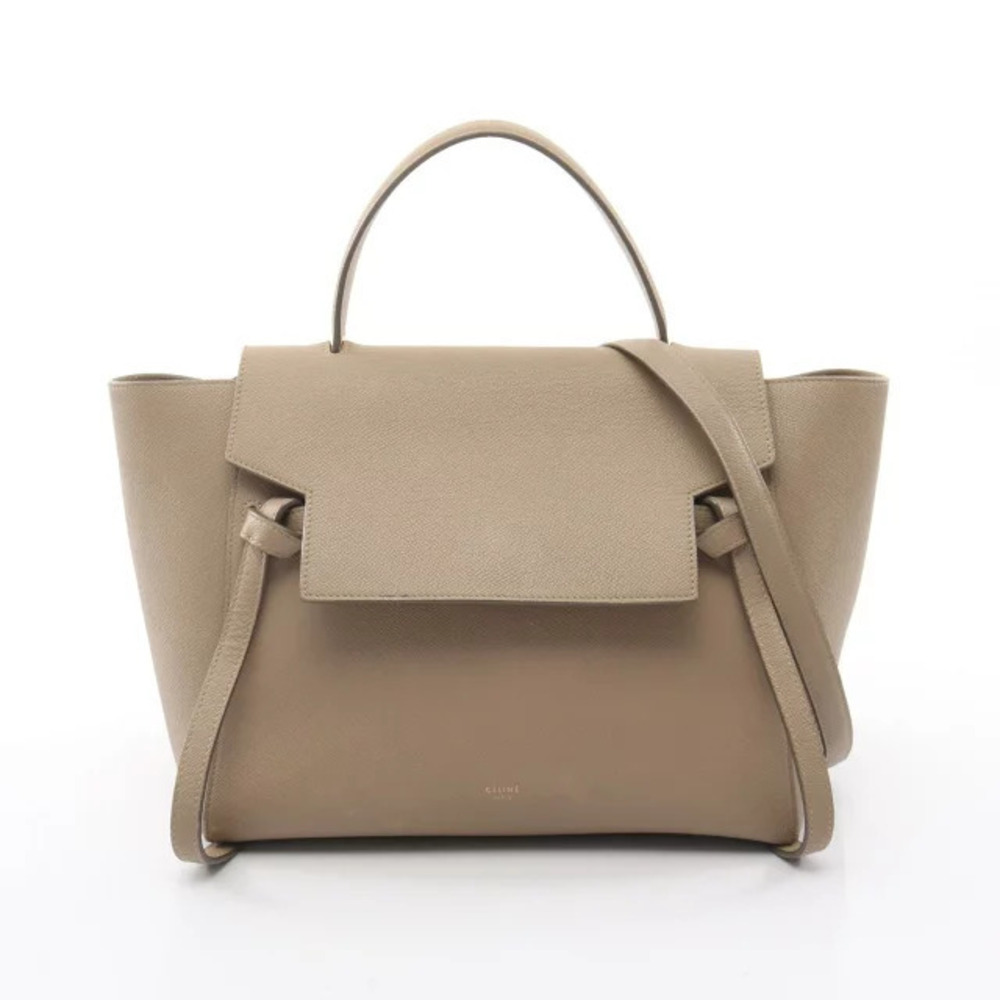 Celine Belt Leather Crossbody BAG handbag of leather Beige Cream